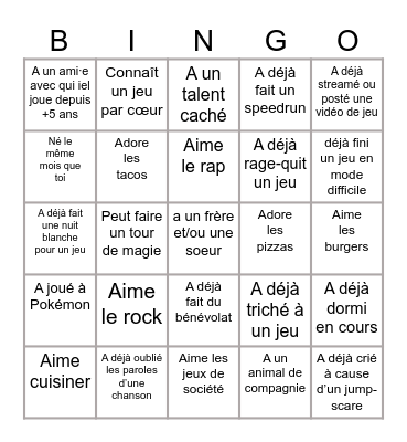 Se rencontrer Bingo Card