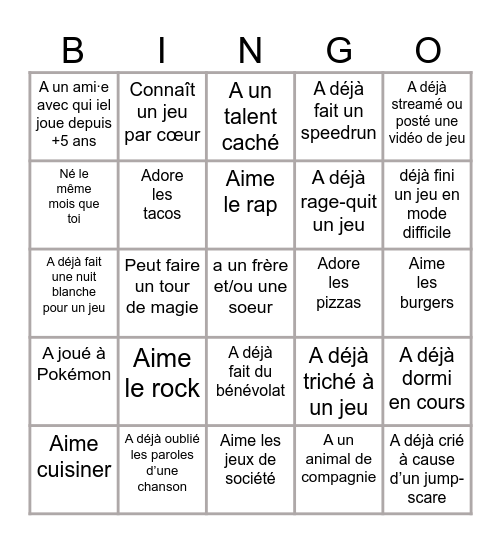 Se rencontrer Bingo Card