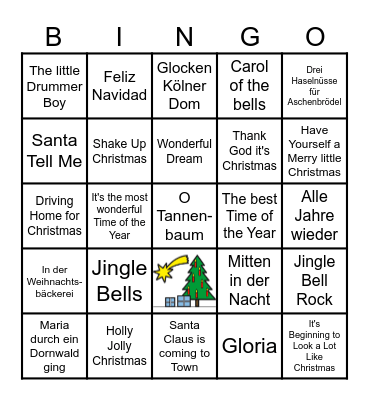 Weihnachtslieder Bingo Card