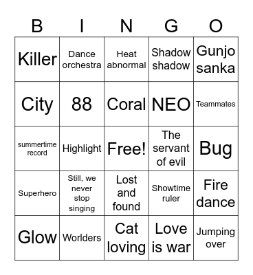 SPYF BINGO Card