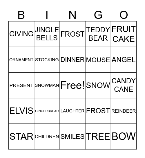 MERRY CHRISTMAS Bingo Card