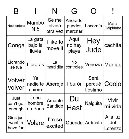 Foforro Musical Bailable Vol. 1 Bingo Card