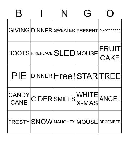 MERRY CHRISTMAS Bingo Card