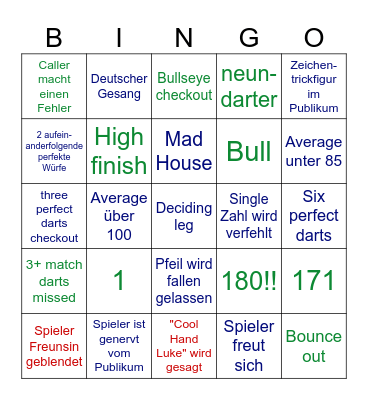 D A R T S Bingo Card