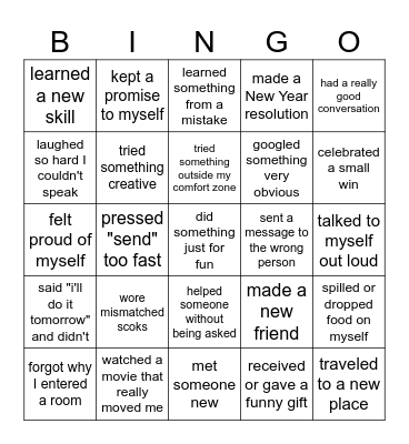 In 2025, I ... Bingo Card