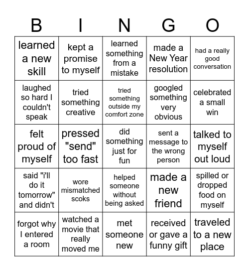 In 2025, I ... Bingo Card