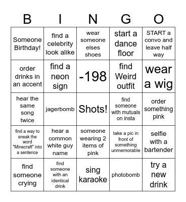 Drinks bingo Card