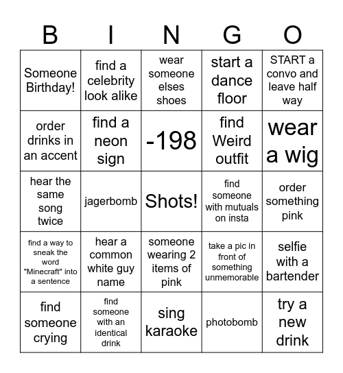 Drinks bingo Card