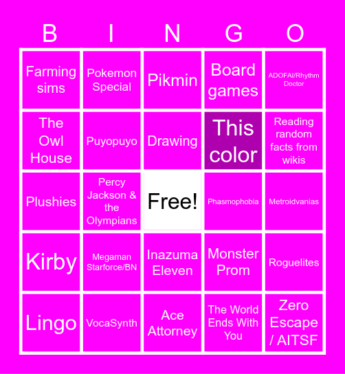 What interests do you share with Cimet? Bingo Card
