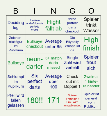 D A R T S Bingo Card