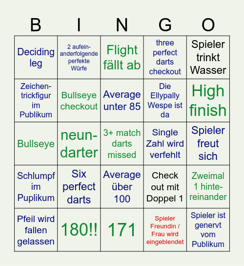 D A R T S Bingo Card