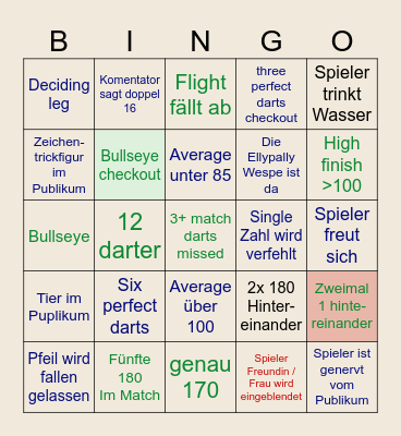 D A R T S Bingo Card
