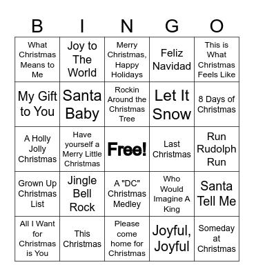 The Mills Christmas BINGO! Bingo Card