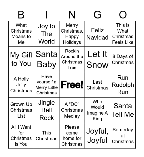 The Mills Christmas BINGO! Bingo Card