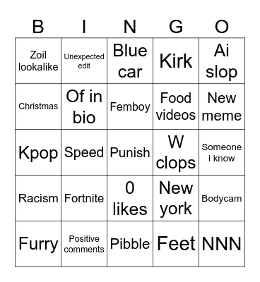 Reels Bingo Card