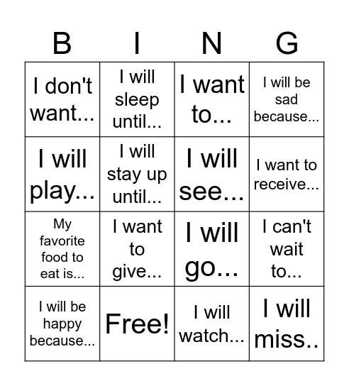 On Vacation Bingo Card