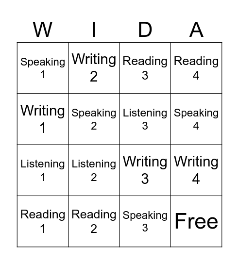 WIDA Prep Stations Bingo Card