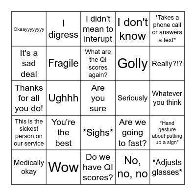 Dr Bisson Bingo Card