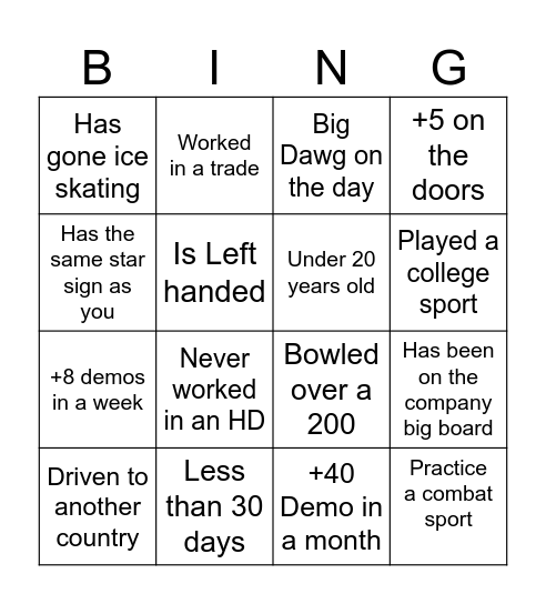 Holiday Bingo Card