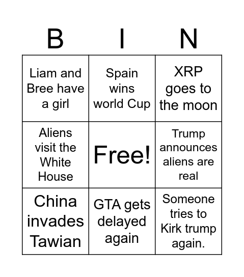 Friendsmas Bingo Card