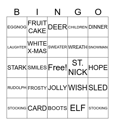 MERRY CHRISTMAS Bingo Card