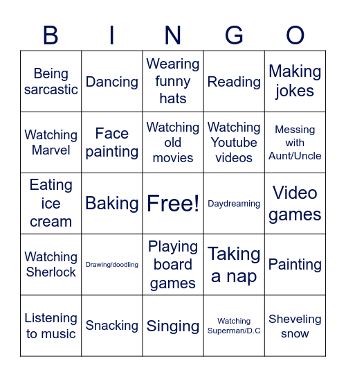 Imani's things Bingo Card