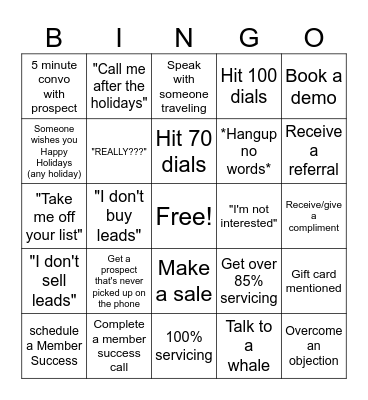 Call Block Bingo Card