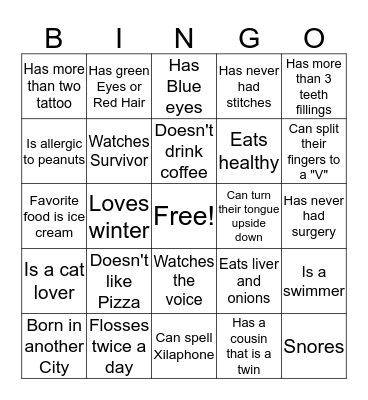 Family Bingo Card