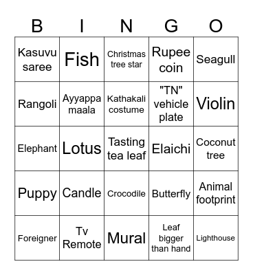 Kerala trip Bingo Card