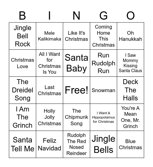 Holiday Bingo Card