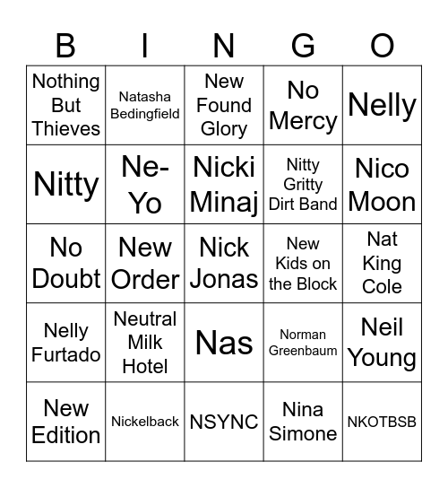 Flamingo Music Bingo: Game #1 Bingo Card