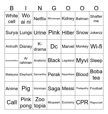 Bingooo Bingo Card