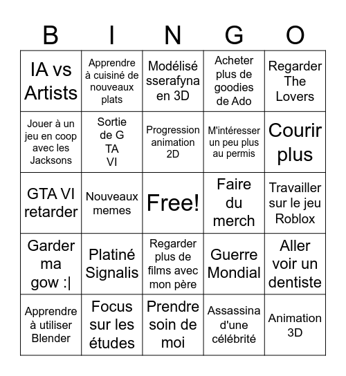 Bingo 2026 Bingo Card