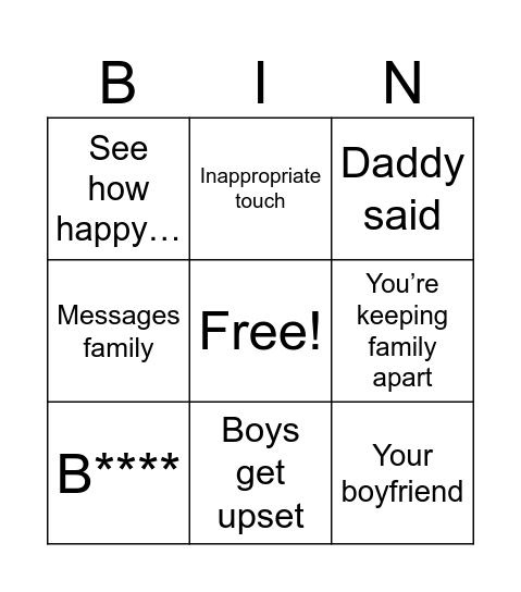 Janine’s Christmas Sanity Bingo Card