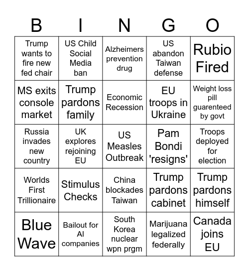 2026 Bingo Card