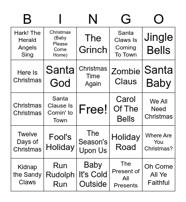 Santa Shreds Bingo Card