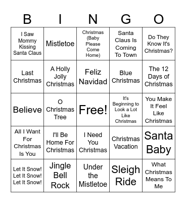 Holiday Gold Bingo Card