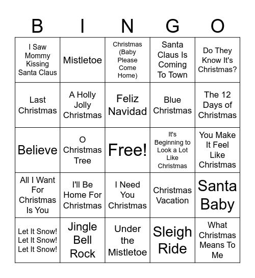 Holiday Gold Bingo Card