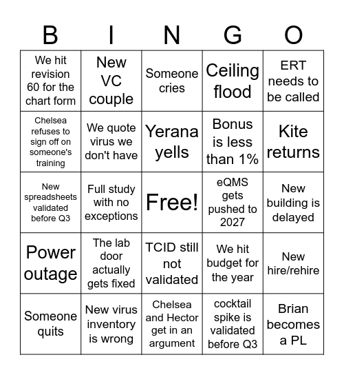 VC Bingo 2026 Bingo Card