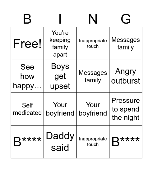 Janine’s Christmas Sanity Bingo Card
