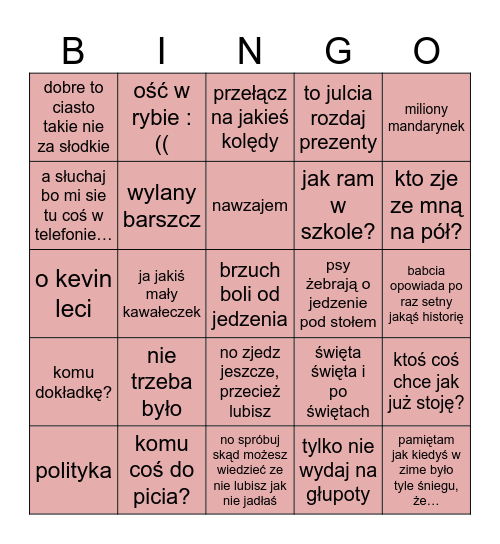 WIGILIA Bingo Card