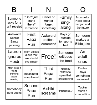 Christmas Bingo 2025 Bingo Card