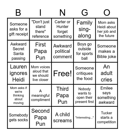 Christmas Bingo 2025 Bingo Card