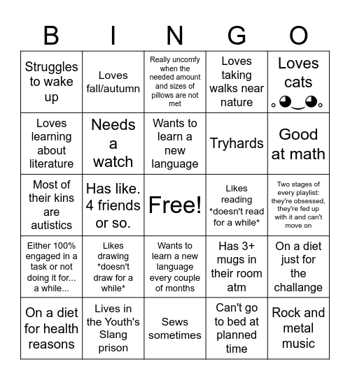 Me :> Bingo Card