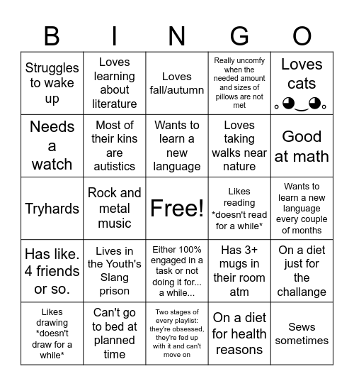 Me :> Bingo Card