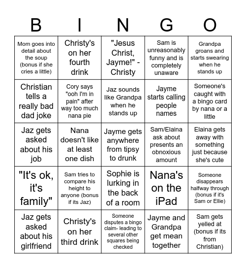 Merry christmas Bingo Card