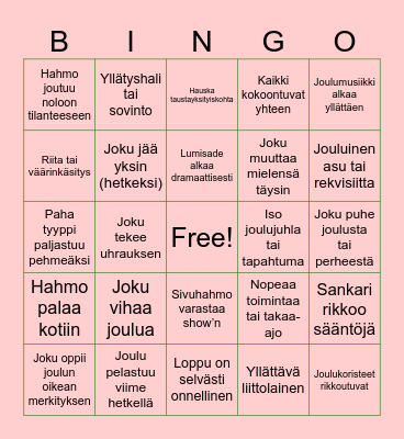 Joululeffa bingo Card