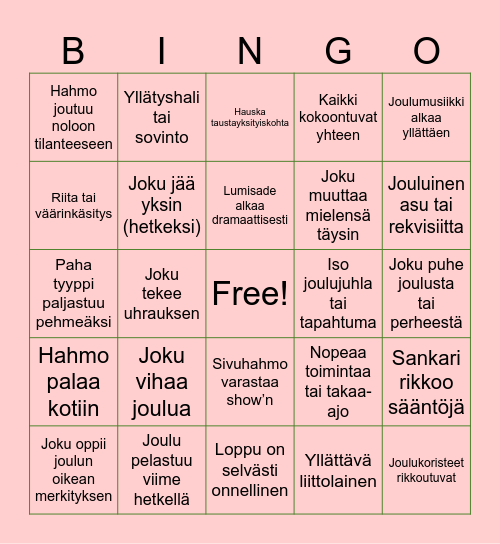 Joululeffa bingo Card