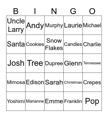Christmas Bingo Card