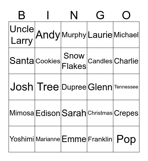 Christmas Bingo Card